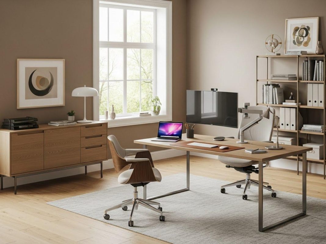 Birou elegant cu mobilier multifuncțional. Sursă foto Hilvetica_Wikimedia Commons