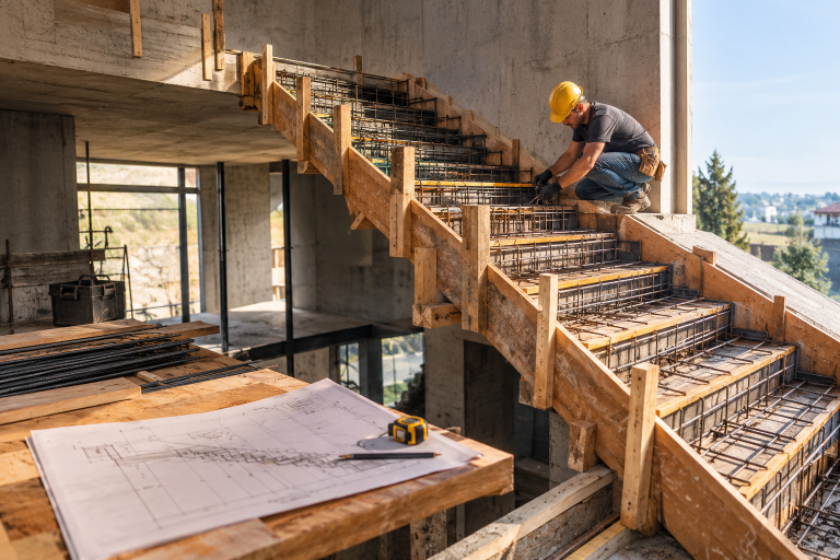Scara din beton armat; cum se execută și ce greșeli afectează geometria treptelor Scara din beton armat; cum se execută și ce greșeli afectează geometria treptelor
